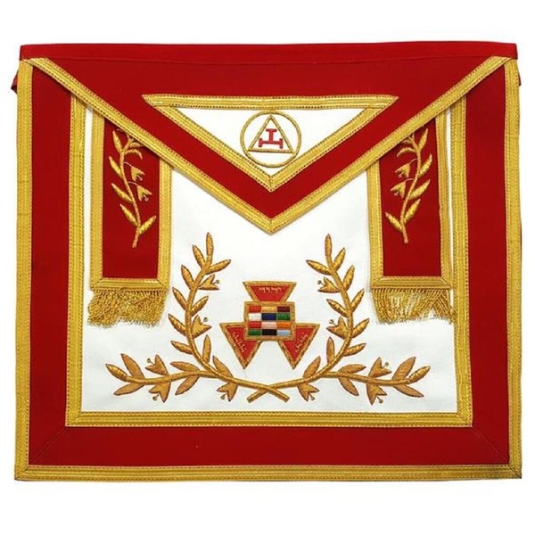 Delantal bordado con borla emblema maestro albañil PHP pasado sumo sacerdote-real-HSE