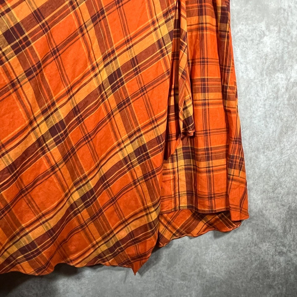 Falda de lino Kasper para mujer talla 14 naranja a cuadros asimétrica imitación envoltura otoño informal Foto 4 de 4