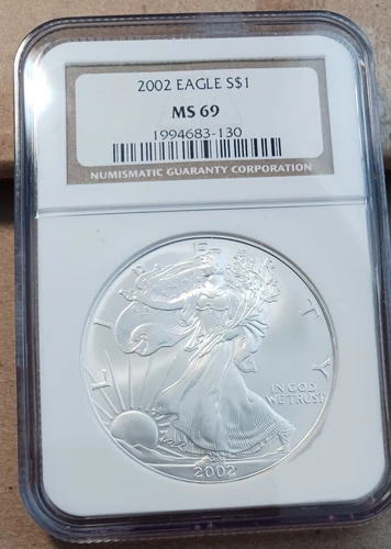 2002 American Silver Eagle NGC MS69 Brown Label