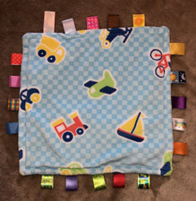 Taggies Security Blanket Lovey Blue Boys Cars Planes boats Vehicles EUC