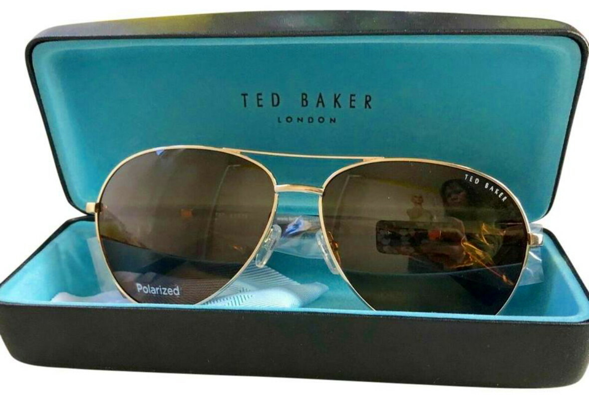 $140 Ted Baker Aviator Sunglasses Gold 62-13-140 100% UV 