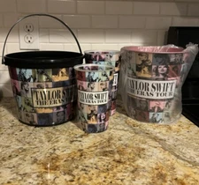 Taylor Swift The Eras Tour AMC Popcorn Bucket/Tin and 2 Cup Set Bundle Of 4