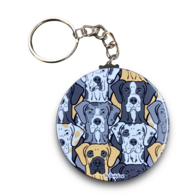 Great Dane Dog Retro Pattern Keychain Handmade Pet Portrait Gift Accessory