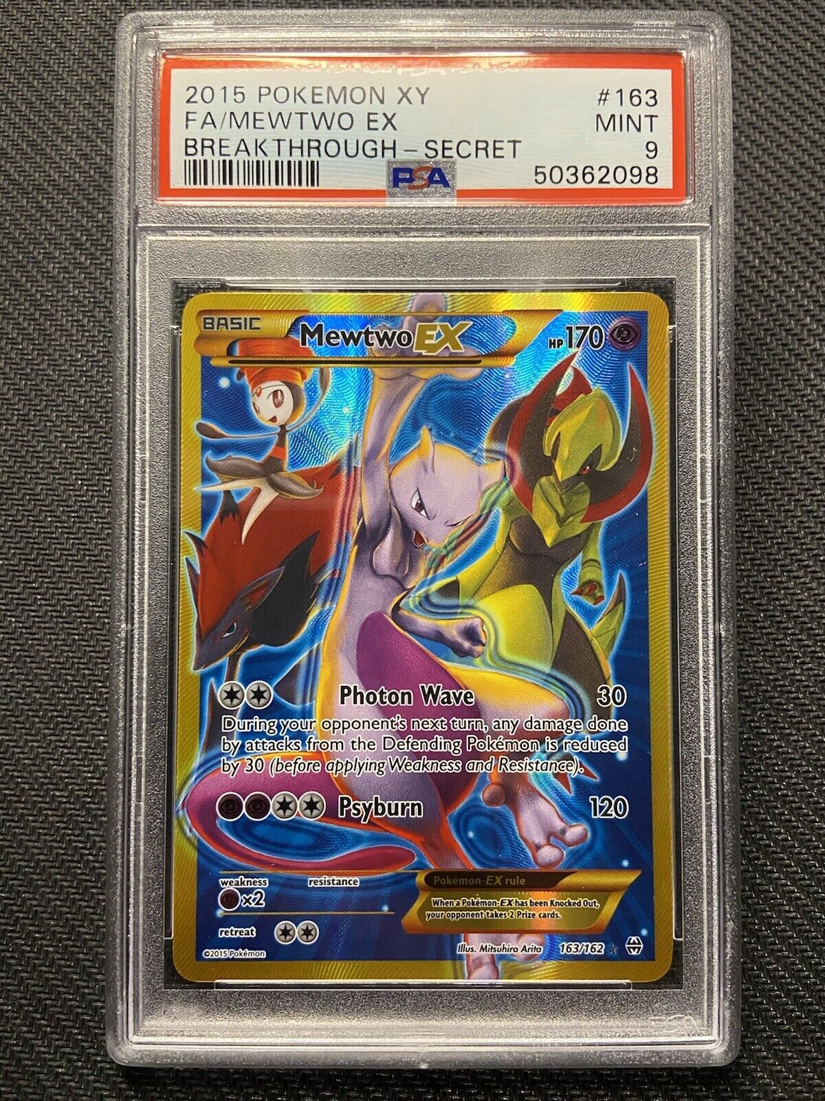 Pokemon Mewtwo EX 163/162 XY Breakthrough Full Art Secret Rare Holo MINT PSA 9