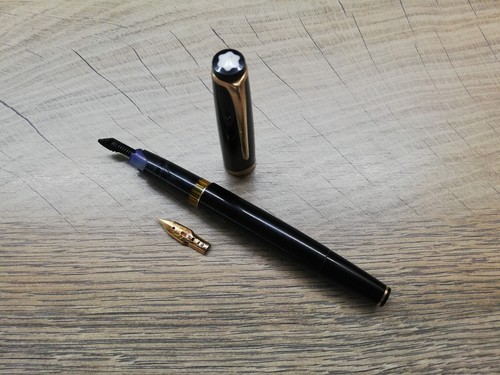 Vtg 1960s MONTBLANC 18C Gold 750 MEISTERSTUCK No.14 Piston Fountain Pen Black - 第 1/12 張圖片