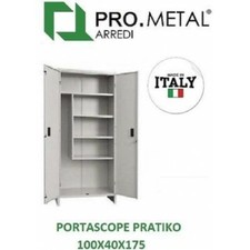 ARMADIO ARMADIETTO PORTASCOPE PRATIKO 100X40X175H PRO METALLO VERNICIATO 2 ANTE