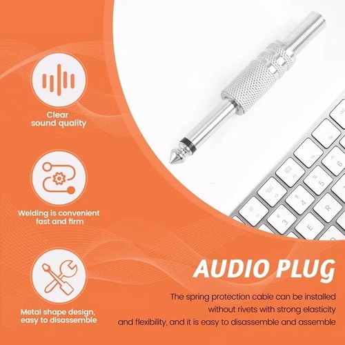 5/10/20pcs1/4'' 6.35mm Male Mono Monaural Audio Cable Jack Connector Plug Kit UK - Picture 6 of 27