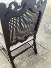 Antique French Cane Chair Arm Carved Dark Oak 19th C Library — photo 3
