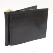Slim Bifold Wallet Black Leather Credit Cards Flip ID Clip Cash