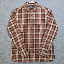 VTG Polo Ralph Lauren Mens Large Flannel L/S Button Front 80s Western Shirt