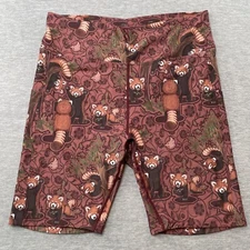 Eagle Rock Werkshop Cycling Shorts Women 2XL Brown Red Panda Bamboo Floral