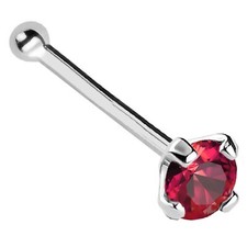 Solid 14kt Gold 22G Nose Bone Ball End Stud Ruby Gemstone Nose Ring Stud