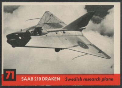 1956 Topps Jets #71 Saab 210 Draken  Swedish Research Plane