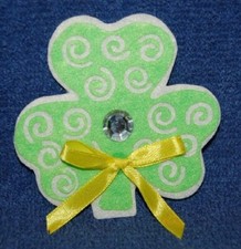 Light Green and White Shamrock, Felt Refrigerator Magnet, Made in the USA