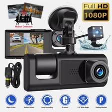 HD 1080p Car 3 Lens Dash Cam Front/Rear/Inside Video Recorder Camera G-sensor US