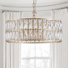 18'' Modern Gold Round K9 Crystal Chandelier 6 Lights Ceiling Pendant Fixture UL