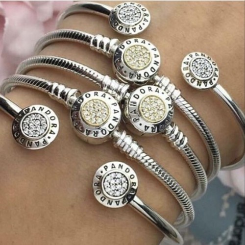 LIMITED EDITION Genuine Pandora Two-Tone Signature Open Bangle 590528CZ-S3 19cm - Picture 13 of 17