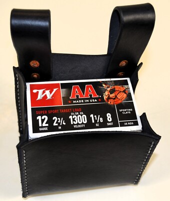 Leather 12 Ga Shotshell Belt Pouch Handmade Hand Sewn AMMO NOT INCLUDED