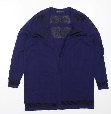 Marks and Spencer Damen Blau V-Ausschnitt Gestreift Viskosemischung Cardigan Größe 14
