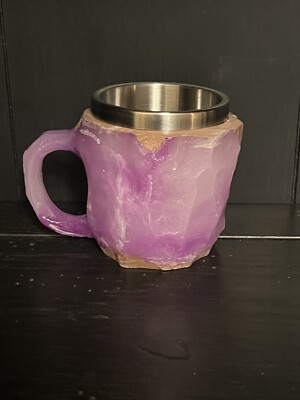 Purple Resin Faux Mineral Crystal Coffee Mug w/ Handle 6oz