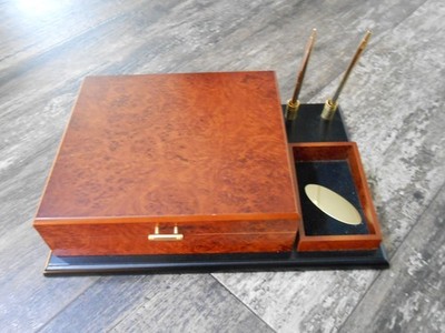 Executive Humidor Set w/2 Pens and Engraving Brass Plate ''NEW''