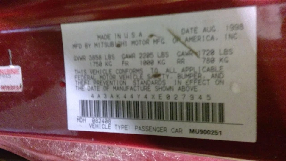 Used Front Left Door Interior Trim Panel fits: 1999 Mitsubishi Eclipse  Grade A - Image 4 of 4