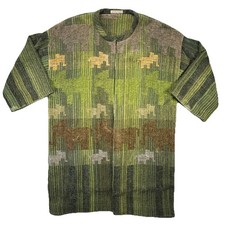 Tapestry Blanket Handwoven Green Brown Elephant All Over Print Jacket African XL