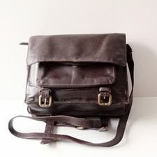 🔥John Lewis Collection Real Leather Cross Body Bag Dark Brown 25/22/6 Cm
