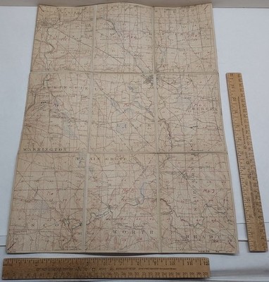 1931 - Folded MAP on CANVAS - MERCER PA - David B. Reger, -  listing # 9269