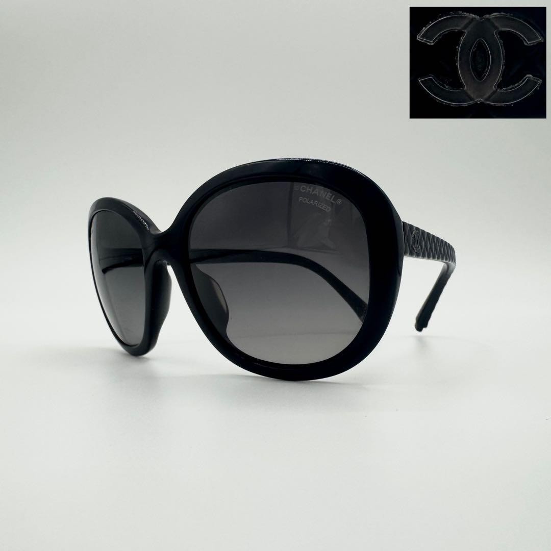 Chanel Matlasse Coco Mark Polarized Black Sunglasses
