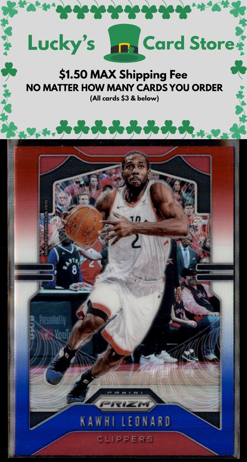 2019-20 Panini Prizm #149 Kawhi Leonard Prizms Red White and Blue