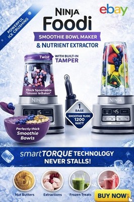 Ninja Foodi Auto-IQ 1200 Watt Smoothie Bowl Maker, Nutrient Extractor, NEW