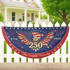 Personalized Custom 250th Anniversary American Patriotic Semicircle Flag USA