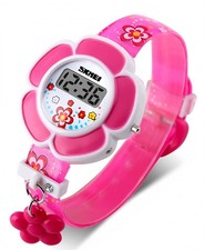 SNE Kids Watch Girl Flower Shape Novelty Cartoon Digital Pink