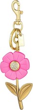 Gold Silver Tone Cherry Floral Black Bag Charm Keychain for Purse Handbag