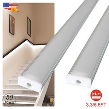 50Pack Led Aluminum Track And Cover 3.3FT 6.6FT U Shape Led Channel Easy Install