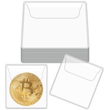 25Pcs Coin Sleeves 2.1 x 2.1 Inches Clear Coin Protectors Single Pocket Small...