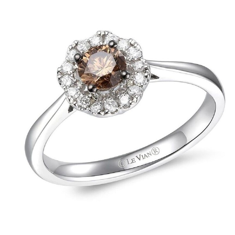 Le Vian 14K White Gold Cocktail Ring 0.444 cts White Chocolate Diamonds Size 9