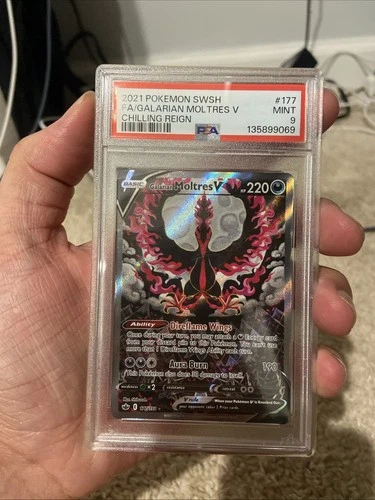 Galarian Moltres V 177/198 Chilling Reign 2021 PSA 9 Alt Full Art Holo