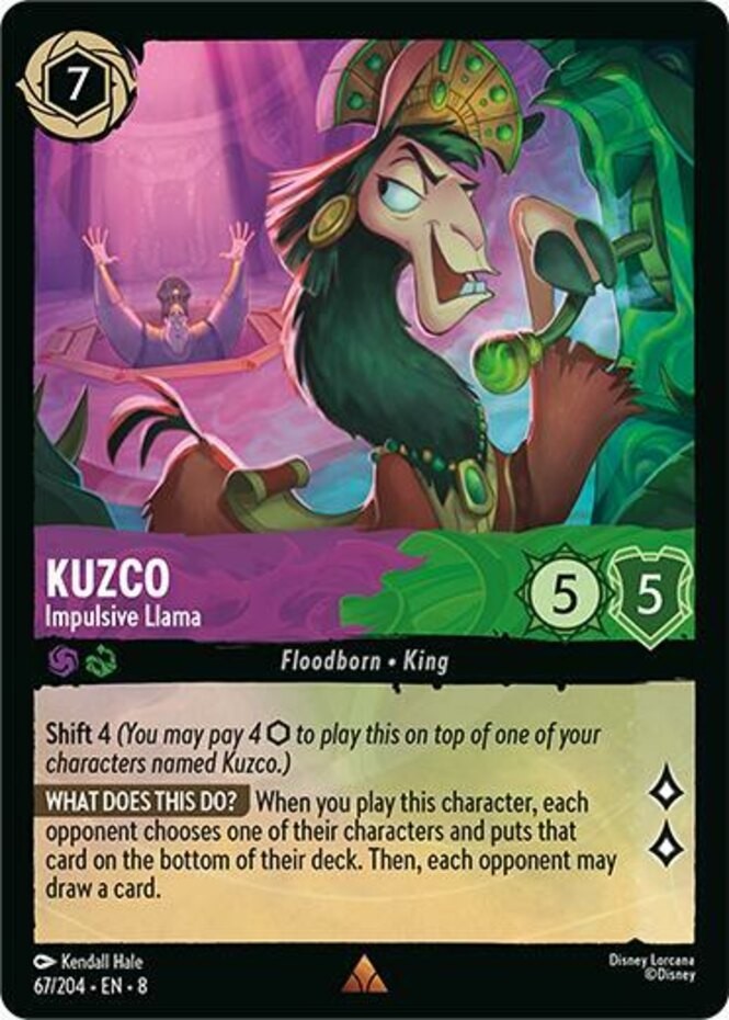 x1 Kuzco - Impulsive Llama - 67/204 - Rare Lorcana DLC08 Reign of Jafar M/NM