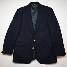Vtg Polo University Ralph Lauren 40S Navy Blue Flannel 100 Wool Blazer Jacket