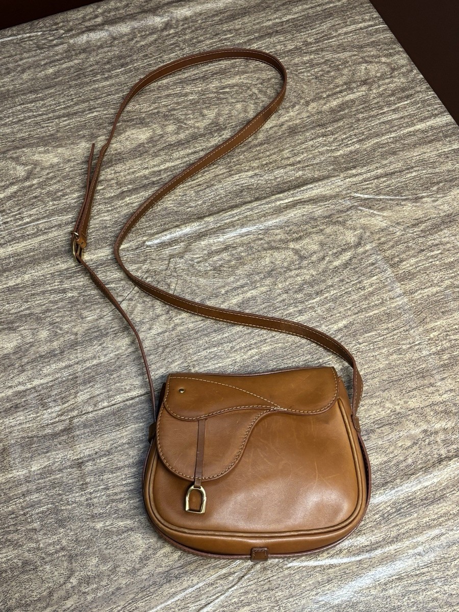 Vintage GUCCI Tan Leather Stirrup Saddle Bag Crossbody Shoulder