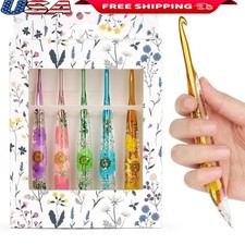 Ergonomic Crochet Hooks Set Smooth Tangle Free Durable Floral Design Gift New