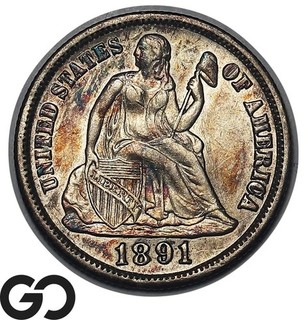 1891 S Seated Liberty Dime Tough This Nice! Gem BU