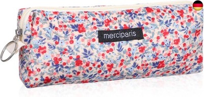 Federmäppchen, Blumen Kordstoff Federmäppchen, Tragbares Mäppchen mit großes Kap