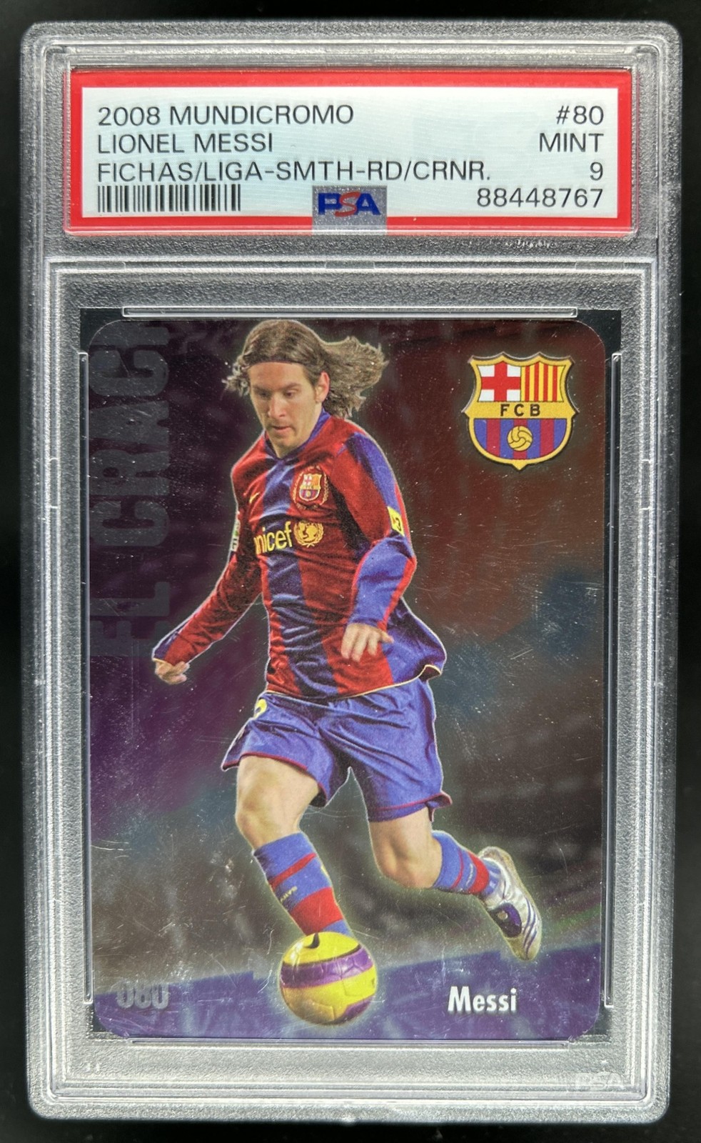 2008 Mundicromo Las Fichas de la Liga Messi #080 Barcelona PSA 9 view 1