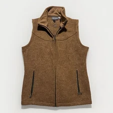 IBEX Wool Vest Women’s Brown Full Zip Mock Neck Heavy Size Small