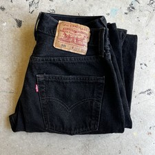 Vintage Levi's 501 For Women Black Denim Jeans Size 29x30 (Fits 26x29) USA Made