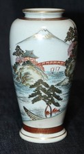 Japanese Satsuma Moriage Vase with Pagoda Landscape and Maple Leaves — listing 2