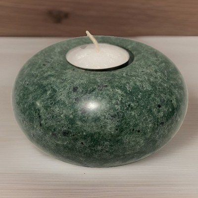 Vintage Marble Granite Tealight Candle Holder Felt Bottom Forest Green